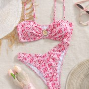 Resim 2 adet Yaz Tatili Stili Deniz Kabuğu Metal Dekor Ayarlanabilir Omuz Askısı Üst Kadın Seksi Mayo Seti, Bikini Seti, Plaj Tatili Giyimi 