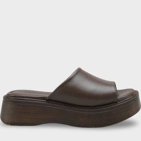 Resim Capone Outfitters Rachael Hakiki Deri Dolgu Topuk Kadın Terlik 