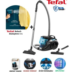 Resim Tefal 750W Compact Toz Torbasız Elektrikli Süpürge + Buharlı Düzleştirici Ütü 