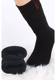 Resim Unisex Siyah 6 Çift Termal Havlu Kışlık Çorap Siyah 