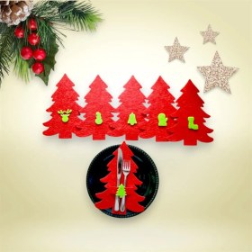 Resim Tasarım Çam Ağacı Yılbaşı Temalı, Kaşıklık 6 Adet 