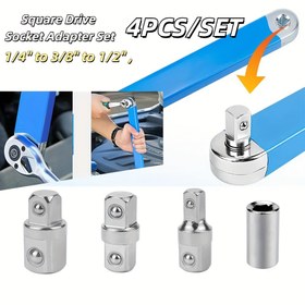 Resim 4 Parça Soket Adaptör Seti | Çift Taraflı Başlıklarla 1/4", 3/8", 1/2" Sürücü Boyut Dönüştürücüsü | Elektrikli Matkaplar ve Anahtarlar için SAE & Metrik Altıgen Uyumlu, ASDTODW 