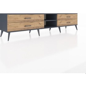 Resim Hyperion Tv Ünitesi Tek Raflı 4 Çekmeceli 220x44x51 Antrasit-antrasit/çam Antrasıt/atlas Çam - Antrasıt 