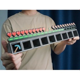 Resim Minecraft Kalp Ve Kazma Temalı Envanter Slotu 30 Cm Uzunluğunda 3d Baskı Masaüstü Süs / Dekorasyon 30 CM 