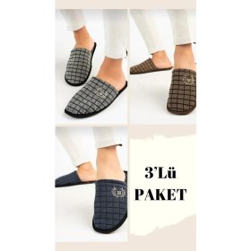 Resim Nisanur Shoes 3'lü Erkek Ev Terliği-Misafir Terliği-Çeyiz Bohça Terliği-Damat Terliği-Balkon Terliği 