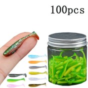 Resim 100 adet 3.5 cm Yem T-kuyruklu Yumuşak Kurşun Başlı Kanca Kök Balıkçılık Solucanı Yavaş Batan Levrek Çarpık Ağız Küçük Mikro Nesne Sahte Yem 