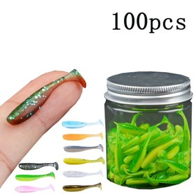Resim 100 adet 3.5 cm Yem T-kuyruklu Yumuşak Kurşun Başlı Kanca Kök Balıkçılık Solucanı Yavaş Batan Levrek Çarpık Ağız Küçük Mikro Nesne Sahte Yem 