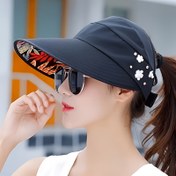 Resim Yeni Kadınlar İçin Geniş Kenarlı Güneş Şapkası, Dış Aktiviteler ve Seyahat için Vazgeçilmez, Katlanabilir Moda Plaj Kepi Sahte ve Çiçek Süslemeli, Dört Mevsim İçin Uygun 