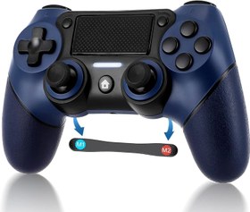 Resim QZT TJPD Wireless Controller for PS4, Wireless Remote Gamepad with 2 Programmable Back Buttons/Turbo/Dual Vibration/Touch Pad/Six-axis Motion (Blue) (Blue) 