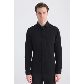 Resim Twn Slim Fit Siyah Örme Gömlek 5EC02IM02259M 