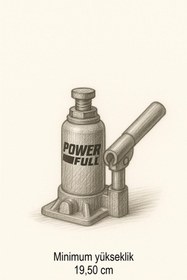 Resim POWERFULL 4 Ton Çift Kademeli Hidrolik Şişe Kriko - Uzun Tip 05004B 