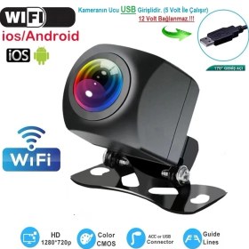 Resim Ucuzcu Market USB Girişli Wifi Geri Görüş Kamerası (Cep Telefon+Tablet ile Arkayı Kablo Çekmeden Izleme Imkanı - Tak Çalıştır) 