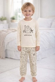 Resim aden kids %100 pamuk çocuk uzun kollu ince pijama takımı 