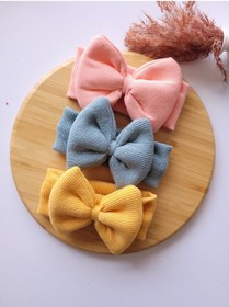 Resim SeherBebeButik Kız Bebek & Çocuk Fiyonklu Bandana 3'lü Set 