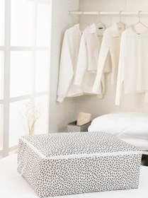 Resim 3'lü Büyük Boy Gri Yaprak Baskılı Baza Altı Yastık Yorgan Kazak Hurcu / 62x46x22 