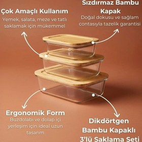 Resim Bambum Lavi Dikdörtgen 3 Parça Saklama Kabı Seti 