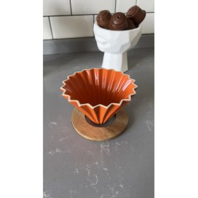 Resim Epinox V60 Ahşap Standlı Dripper - Turuncu 