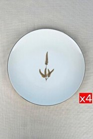 Resim Tabak Evi Porselen Natura Marinum Altın Yaldız Servis Tabağı 24.50 CM 4'lü 