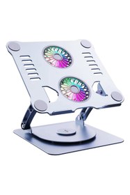Resim Deppo Trend Macbook/Laptop/Notebook Soğutucu Fan Stand RGB LED Işıklı Ayarlanabilir/Katlanabilir 360 Dönebilen 