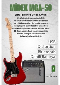 Resim Midex Rph-31rd-50amp Solak Elektro Gitar 50w Amfili Full Set 