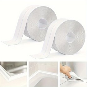 Resim 1 adet Mühürleme Bandı - Su Geçirmez Kendinden Yapışkanlı, Beyaz PVC, Mutfak Lavabosu, Banyo, Küvet Zemin & Duvar Kenar Koruma için 2.2cm-3.8cm Genişlik, Dayanıklı Malzeme, Uygulaması Kolay, Ev İyileştirme / DIY Projeleri / Sızıntı Önleme, Tüm Kullanıcılar İçin Uygun 