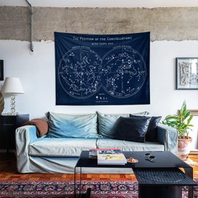Resim The Constellations Navy Blue Yıldız - Haritası Duvar Örtüsü - 60 cm x 90 cm 