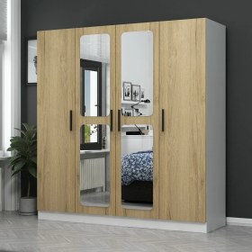 Resim Evim Kale 4 Kapaklı Aynalı 2Ç Dolap - Pera Ceviz 