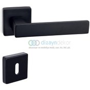 Resim Fosil Rozetli Kapı Kolu Mat Siyah - Oda 