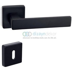 Resim Fosil Rozetli Kapı Kolu Mat Siyah - Oda 