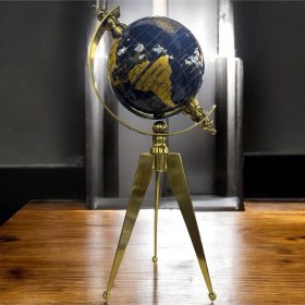 Resim Dekoratif Metal İthal Üç Ayaklı Dünya Küre Gold Eskitme 