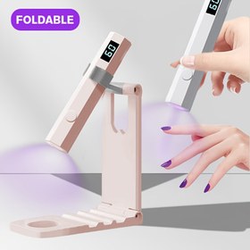 Resim LED Ekranlı Mini El Tipi Tırnak Lambası - USB Şarj Edilebilir Taşınabilir Tırnak Kurutucu Seyahat için, Alkol İçermeyen ve Hassas Işık Bej için Güvenli, Ergonomik Tutuşlu Kompakt Tasarım - Aile için Yüksek Kaliteli Hediye, Tırnak Bakımı, Şık Güzellik Aracı, Dayanıklı Plastik Gövde 