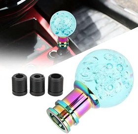 Resim Gonetre Vites Topuzu Vites Değiştirme kafası Vites Topuzu Ile M8 M10 adaptörü Evrensel Akrilik şeffaf Kabarcık tarzı Vites Değiştirme kafası Araba Için (Açık mavi) 