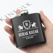 Resim Erkekler İçin Hediyelik Konyak Matarası 6 Oz Siyah 