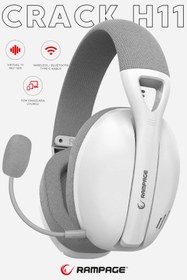 Resim Rampage Crack Beyaz/gri Wireless 2.4g+ Bluetooth Mikrofonlu Profesyonel Gaming Oyuncu Kulaklığı 