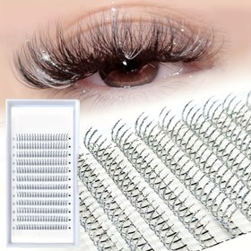 Resim 240 adet Gümüş Parıltılı Kirpik Uzatma - Parlak Sahte Kirpikler, Sahte Mink Rus Hacmi, Bireysel Kirpikler 10-15mm, Yeniden Kullanılabilir ve Renkli DIY, Glamour Kirpikler, Dramatik Göz Geliştirme, Parıltılı Göz Detayı 