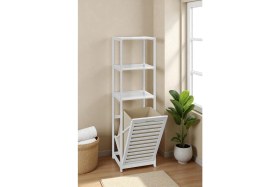 Resim Empressco Digithome Bambu Beyaz Mat Lake Kirli Sepetli 3 Raflı Banyo Düzenleyici Çamaşır Sepeti DB-0019 - Fiyatı, Yorumları 