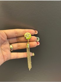 Resim Altın Sarı Yıldızlı Püsküllü Broş Yaka Giyim Aksesuarı 9 CM Renkli 