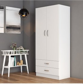 Resim tanmob 2 Kapılı Iki Çekmeceli Geniş Gardrop Beyaz - Grd0401 