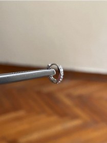 Resim 316 L Cerrahi Çelik Zirkon Taşlı Halka Detaylı Kıkırdak Helix Tragus Piercingi Gümüş 