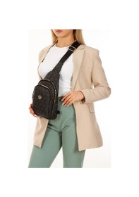 Resim Tuldar Kadın Deri Monogram Desenli Çapraz Bel Göğüs Ve Omuz Çantası Tul550 Siyah 