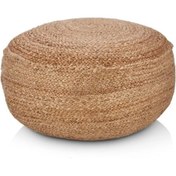 Resim Dekoratif Yuvarlak Naturel Hasır Jüt Puf 40x20cm Hasır 