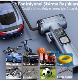 Resim Zhltools St-5530 Dijital Şarjlı Araç Lastik Hava Şişirme Pompası Power Bank Penere Kırıcı 