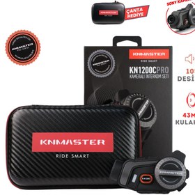 Resim Knmaster Kn1200C PRO Kameralı Motosiklet Kask Interkom Bluetooth Intercom Kulaklık Seti 