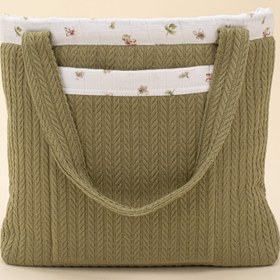 Resim Bebek Bakım Çantası - Açık Yeşil Örgü - Çiçekler 