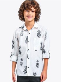 Resim Jack Lions Erkek Çocuk Ananas Baskılı Uzun Kol Gömlek-14155 KREM 