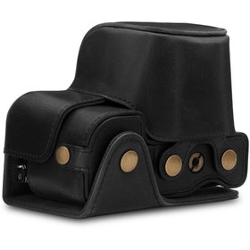 Resim OttoAngelino MegaGear Sony Alpha A6100 A6400 (16-50mm) Suni Deri Fotoğraf Makinesi Kılıfı 