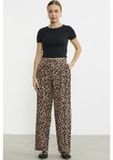 Resim Leopar Desenli Bol Kesim Viskon Pantolon - Kahve Kahve 