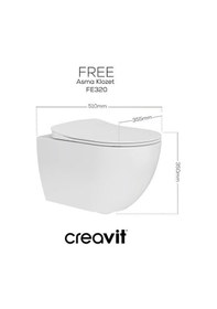 Resim Creavit Free Asma Klozet Fe320.00 + Duck Tp Yavaş Kapanan Kapak 2'li Set Beyaz 