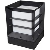 Resim Şanled Kare Küp Izgaralı Dekoratif Siyah Kasa Set Üstü Bahçe Aydınlatma Armatürü-1 Adet Şeffaf 