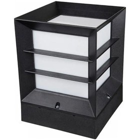 Resim Şanled Kare Küp Izgaralı Dekoratif Siyah Kasa Set Üstü Bahçe Aydınlatma Armatürü-1 Adet Şeffaf 